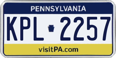 PA license plate KPL2257