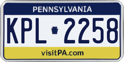 PA license plate KPL2258