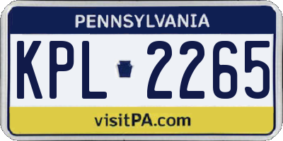 PA license plate KPL2265