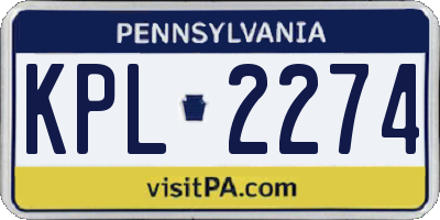 PA license plate KPL2274