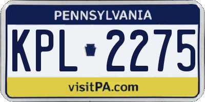 PA license plate KPL2275
