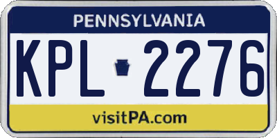 PA license plate KPL2276