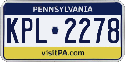 PA license plate KPL2278