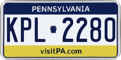 PA license plate KPL2280