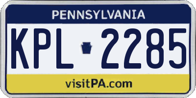 PA license plate KPL2285
