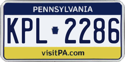 PA license plate KPL2286
