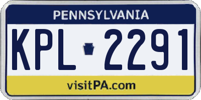 PA license plate KPL2291