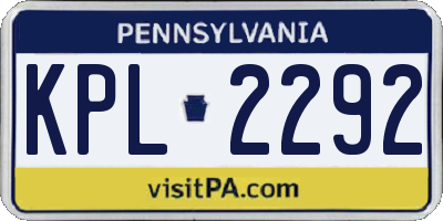 PA license plate KPL2292