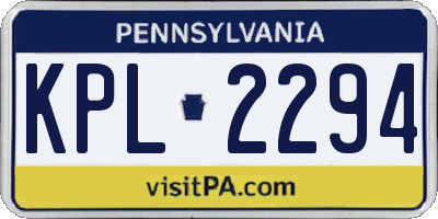 PA license plate KPL2294