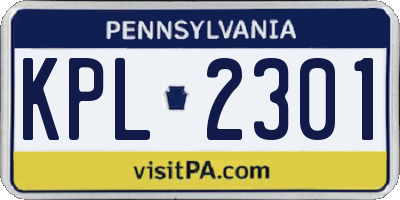PA license plate KPL2301
