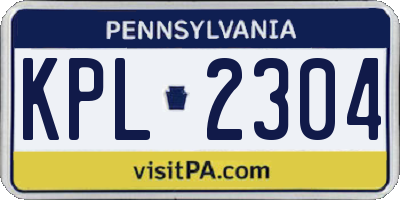 PA license plate KPL2304