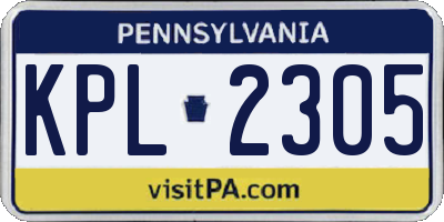 PA license plate KPL2305