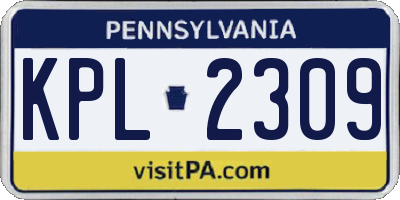 PA license plate KPL2309