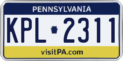 PA license plate KPL2311