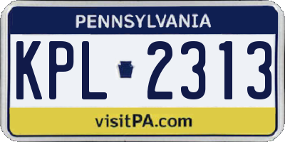 PA license plate KPL2313