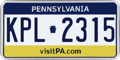 PA license plate KPL2315