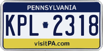 PA license plate KPL2318