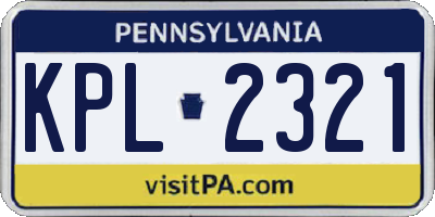 PA license plate KPL2321
