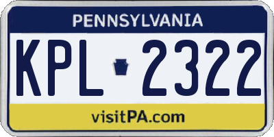 PA license plate KPL2322