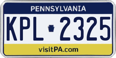 PA license plate KPL2325