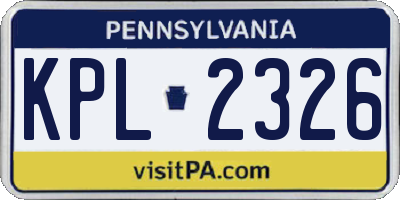 PA license plate KPL2326