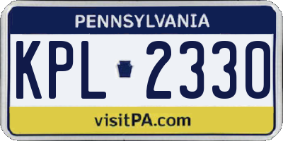 PA license plate KPL2330