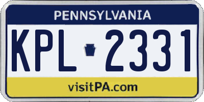 PA license plate KPL2331