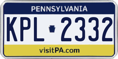 PA license plate KPL2332