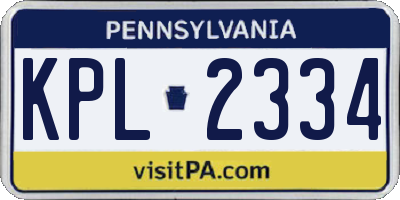 PA license plate KPL2334