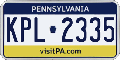 PA license plate KPL2335