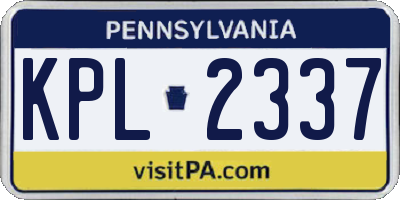 PA license plate KPL2337
