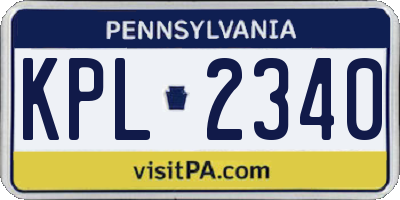 PA license plate KPL2340