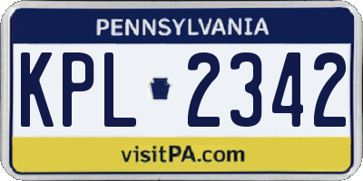 PA license plate KPL2342