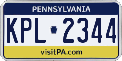PA license plate KPL2344