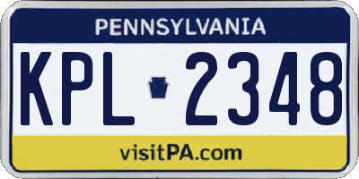 PA license plate KPL2348