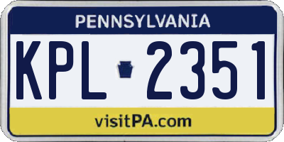 PA license plate KPL2351