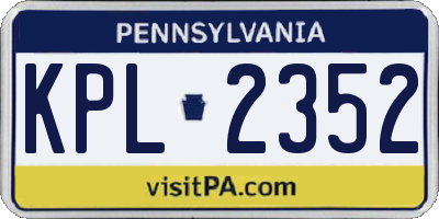 PA license plate KPL2352
