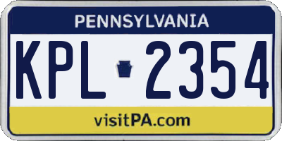 PA license plate KPL2354