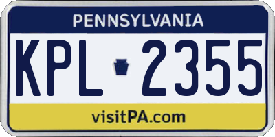 PA license plate KPL2355