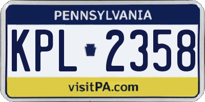 PA license plate KPL2358