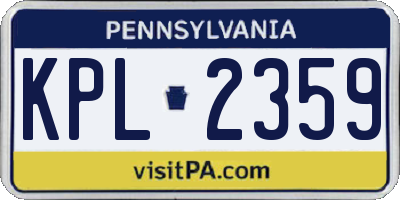 PA license plate KPL2359
