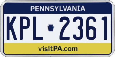 PA license plate KPL2361