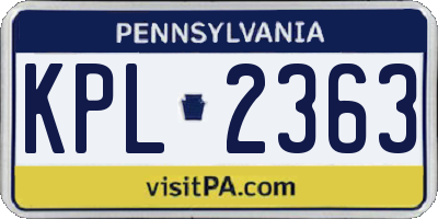 PA license plate KPL2363