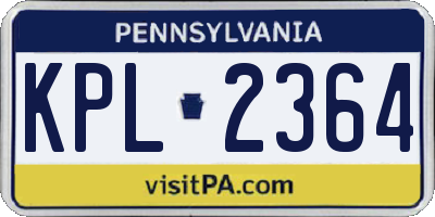 PA license plate KPL2364