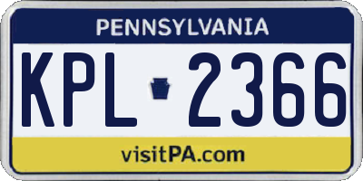 PA license plate KPL2366