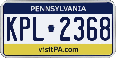 PA license plate KPL2368