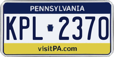 PA license plate KPL2370