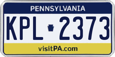 PA license plate KPL2373
