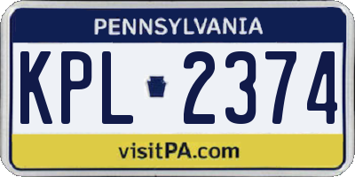 PA license plate KPL2374