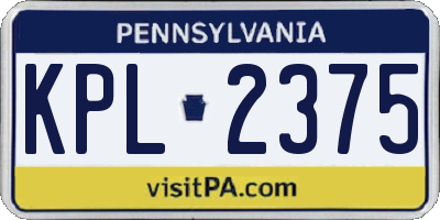 PA license plate KPL2375